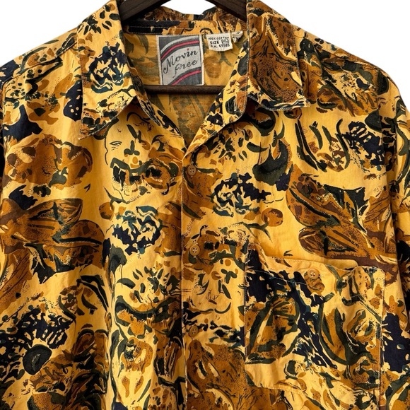 Movin Free Men’s VTG Hawaiian Abstract Button Down Short Sleeve Shirt RARE Sz XL - Picture 6 of 12